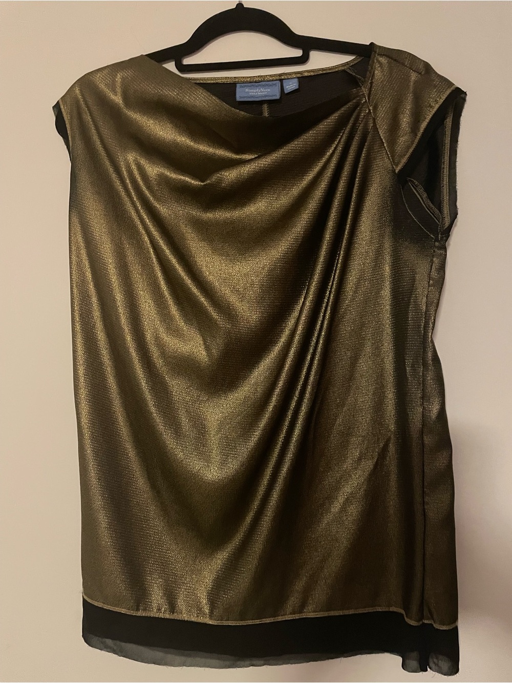 Simply Vera Vera Wang Metallic Gold Draped Cowl Neck Top Size M